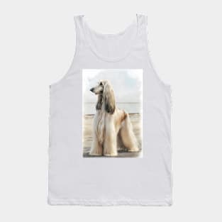 Afghan Hound at the Beach Watercolor Tank Top